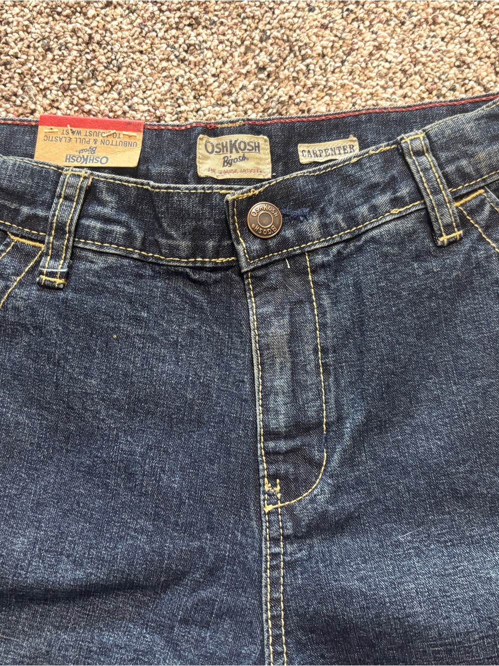 Oshkosh NWT Carpenter 90s Dark Wash Jeans Boys 12R Baggy Loose Fit - Picture 2 of 5